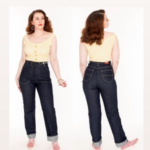 Freddie’s of Pinewood Jeannie Jeans size 26 LONG vintage retro rockabilly